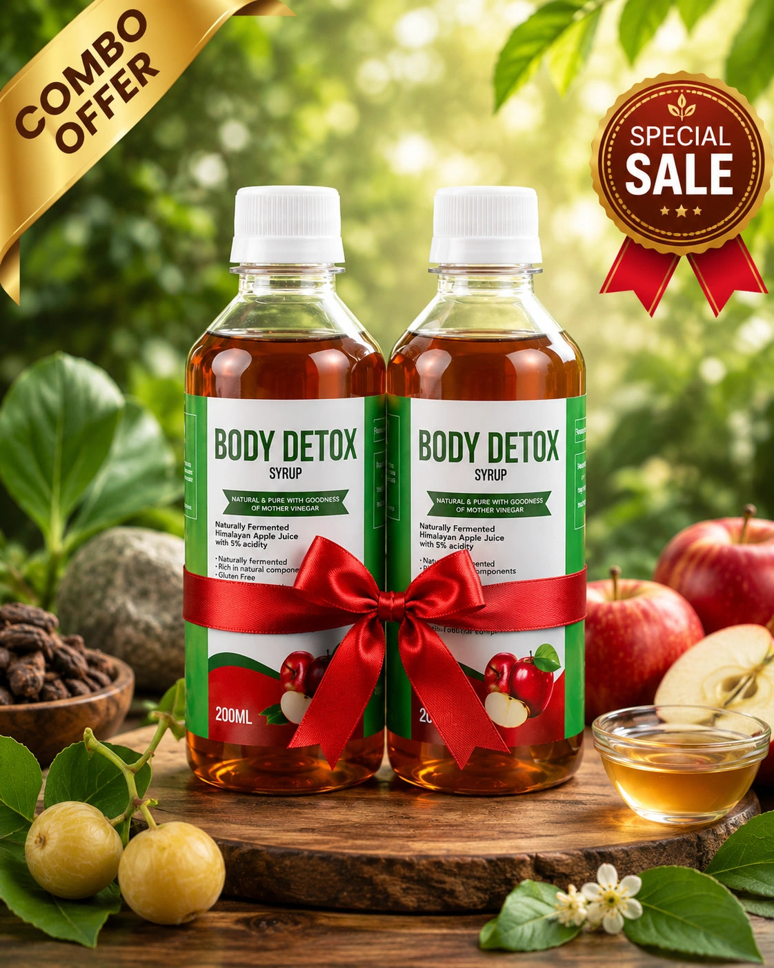 Body Detox Syrup Combo Pack (2 x 200ml) | Natural Apple Cider Vinegar Formula